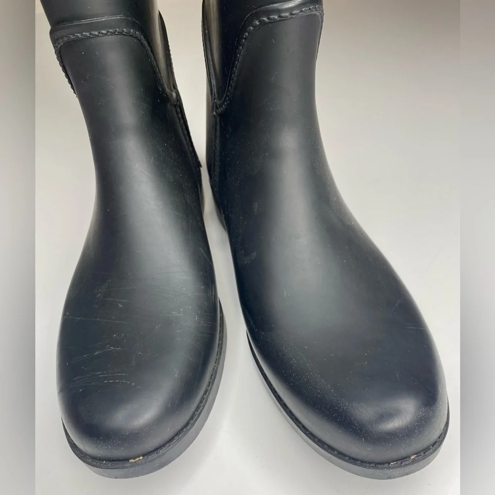 Coach Tristee Matte Black Signature Lined Rain Boots - Women’s Size 8b